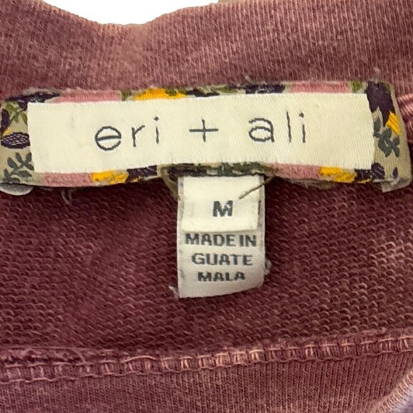 eri + ali Sz Medium M Pink Ruffle Long Sleeve Sweatshirt Trendy Soft Distressed - Picture 6 of 8